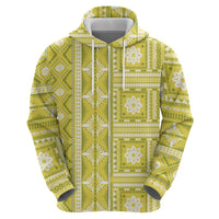Fiji Masi All Yellow Zip Hoodie Tapa Pattern LT01 - Polynesian Pride