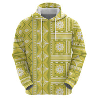 Fiji Masi All Yellow Zip Hoodie Tapa Pattern LT01 - Polynesian Pride