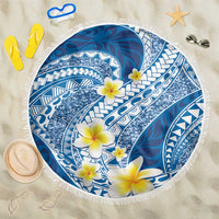 Plumeria Polynesian Blue Glitter Pattern Beach Blanket
