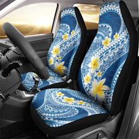 Plumeria Polynesian Blue Glitter Pattern Car Seat Cover LT01 - Polynesian Pride