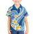 Plumeria Polynesian Blue Glitter Pattern Family Matching Off The Shoulder Long Sleeve Dress and Hawaiian Shirt