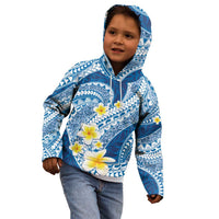 Plumeria Polynesian Blue Glitter Pattern Kid Hoodie