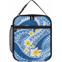Plumeria Polynesian Blue Glitter Pattern Lunch Bag LT01 10.2 × 8.3 × 4.3 inch Blue - Polynesian Pride