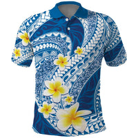 Plumeria Polynesian Blue Glitter Pattern Polo Shirt LT01 Blue - Polynesian Pride