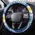 Plumeria Polynesian Blue Glitter Pattern Steering Wheel Cover