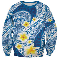 Plumeria Polynesian Blue Glitter Pattern Sweatshirt
