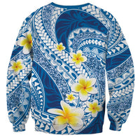 Plumeria Polynesian Blue Glitter Pattern Sweatshirt