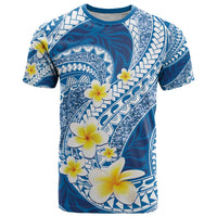 Plumeria Polynesian Blue Glitter Pattern T Shirt LT01 Blue - Polynesian Pride