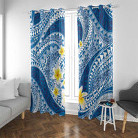 Plumeria Polynesian Blue Glitter Pattern Window Curtain