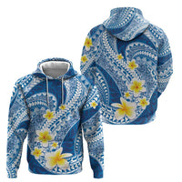 Plumeria Polynesian Blue Glitter Pattern Zip Hoodie