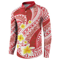 Plumeria Polynesian Coral Glitter Pattern Button Sweatshirt