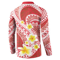 Plumeria Polynesian Coral Glitter Pattern Button Sweatshirt