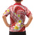 Plumeria Polynesian Coral Glitter Pattern Family Matching Off The Shoulder Long Sleeve Dress and Hawaiian Shirt