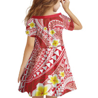 Plumeria Polynesian Coral Glitter Pattern Family Matching Off The Shoulder Long Sleeve Dress and Hawaiian Shirt