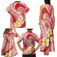 Plumeria Polynesian Coral Glitter Pattern Family Matching Tank Maxi Dress and Hawaiian Shirt LT01 - Polynesian Pride