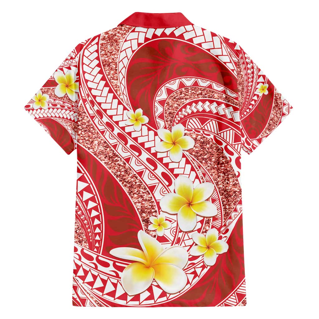 Plumeria Polynesian Coral Glitter Pattern Family Matching Tank Maxi Dress and Hawaiian Shirt LT01 - Polynesian Pride