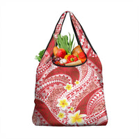 Plumeria Polynesian Coral Glitter Pattern Grocery Bag