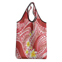Plumeria Polynesian Coral Glitter Pattern Grocery Bag
