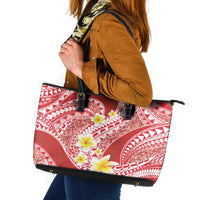 Plumeria Polynesian Coral Glitter Pattern Leather Tote Bag LT01 Coral - Polynesian Pride