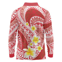 Plumeria Polynesian Coral Glitter Pattern Long Sleeve Polo Shirt LT01 - Polynesian Pride