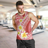 Plumeria Polynesian Coral Glitter Pattern Men Tank Top