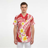 Plumeria Polynesian Coral Glitter Pattern Scrub Top - Polynesian Pride
