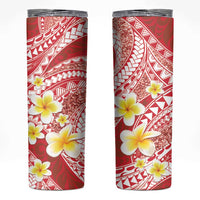 Plumeria Polynesian Coral Glitter Pattern Skinny Tumbler LT01 Coral - Polynesian Pride