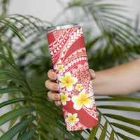 Plumeria Polynesian Coral Glitter Pattern Skinny Tumbler LT01 - Polynesian Pride