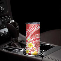 Plumeria Polynesian Coral Glitter Pattern Skinny Tumbler LT01 - Polynesian Pride