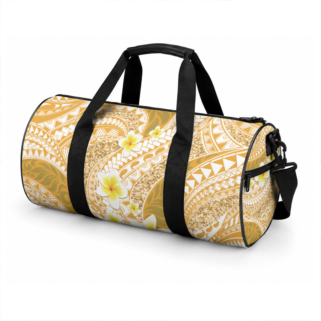 Plumeria Polynesian Gold Glitter Pattern Duffle Bag LT01 - Polynesian Pride