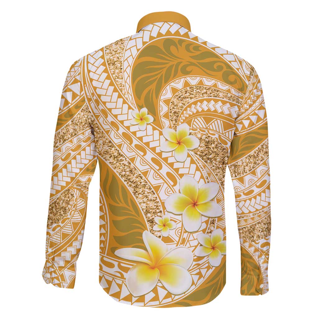 Plumeria Polynesian Gold Glitter Pattern Family Matching Mermaid Dress and Hawaiian Shirt LT01 - Polynesian Pride
