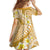 Plumeria Polynesian Gold Glitter Pattern Family Matching Off The Shoulder Long Sleeve Dress and Hawaiian Shirt