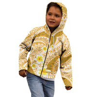 Plumeria Polynesian Gold Glitter Pattern Kid Hoodie