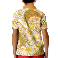 Plumeria Polynesian Gold Glitter Pattern Kid Polo Shirt LT01 - Polynesian Pride