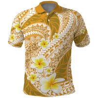Plumeria Polynesian Gold Glitter Pattern Polo Shirt LT01 Gold - Polynesian Pride