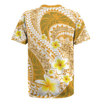 Plumeria Polynesian Gold Glitter Pattern Rugby Jersey