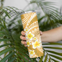 Plumeria Polynesian Gold Glitter Pattern Skinny Tumbler LT01 - Polynesian Pride