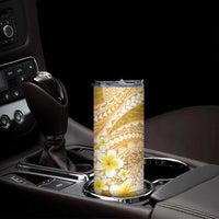 Plumeria Polynesian Gold Glitter Pattern Skinny Tumbler LT01 - Polynesian Pride
