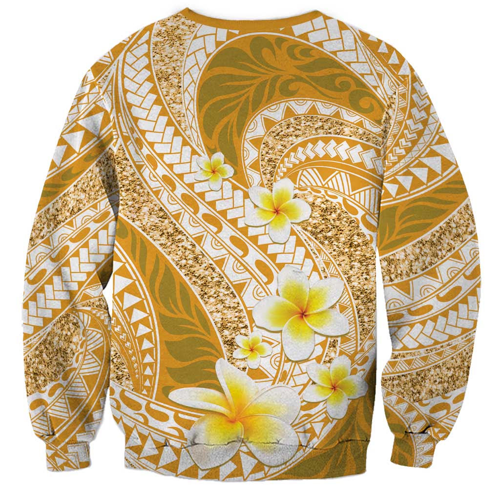 Plumeria Polynesian Gold Glitter Pattern Sweatshirt