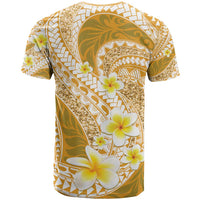 Plumeria Polynesian Gold Glitter Pattern T Shirt LT01 - Polynesian Pride