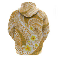 Plumeria Polynesian Gold Glitter Pattern Zip Hoodie