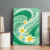 Plumeria Polynesian Green Glitter Pattern Canvas Wall Art