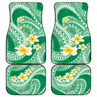 Plumeria Polynesian Green Glitter Pattern Car Mats