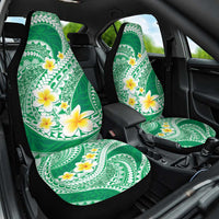 Plumeria Polynesian Green Glitter Pattern Car Seat Cover