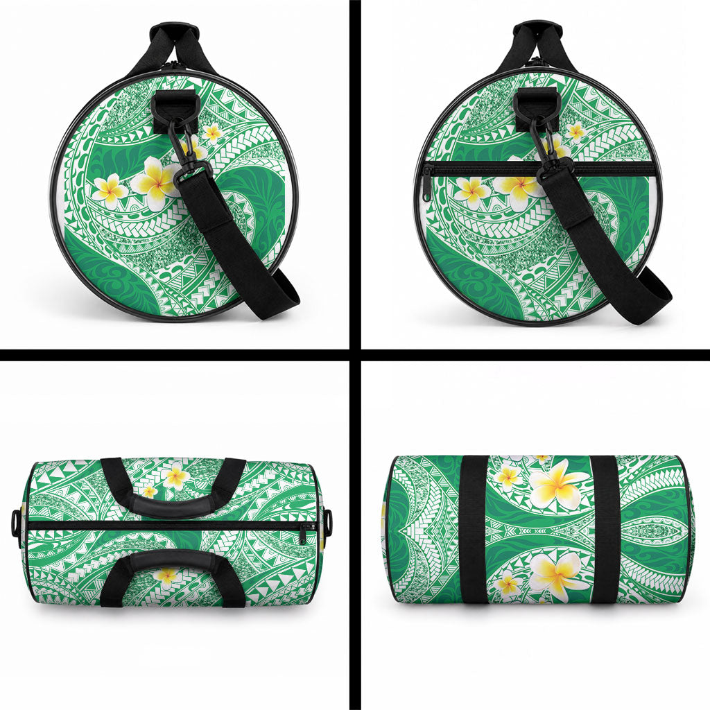 Plumeria Polynesian Green Glitter Pattern Duffle Bag LT01 - Polynesian Pride