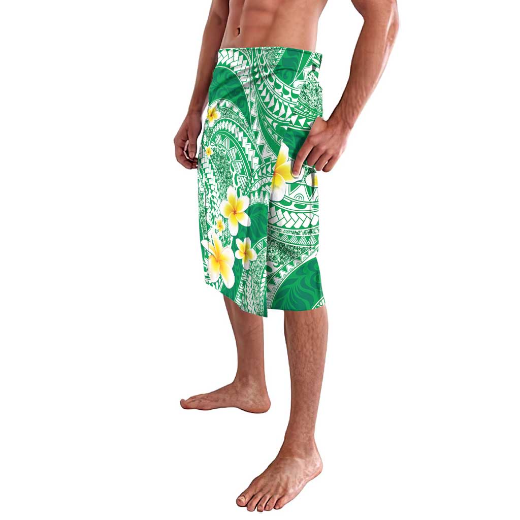 Plumeria Polynesian Green Glitter Pattern Lavalava