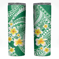 Plumeria Polynesian Green Glitter Pattern Skinny Tumbler LT01 Green - Polynesian Pride