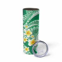 Plumeria Polynesian Green Glitter Pattern Skinny Tumbler LT01 - Polynesian Pride