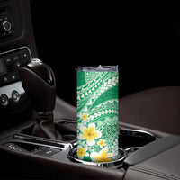 Plumeria Polynesian Green Glitter Pattern Skinny Tumbler LT01 - Polynesian Pride