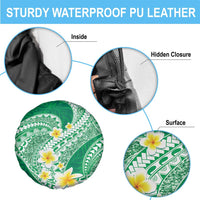 Plumeria Polynesian Green Glitter Pattern Spare Tire Cover